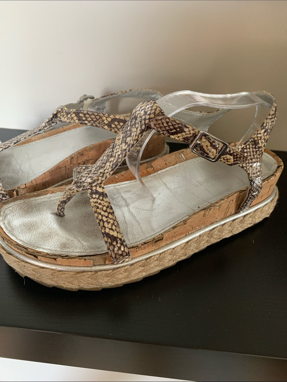 Donald J. Pliner Brown Snake-Print Espadrille Platform Sandals